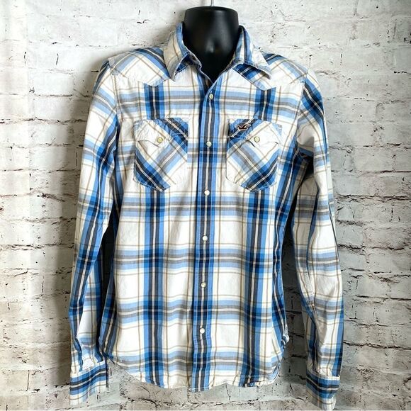 Hollister Pearl Snap Western Long Sleeve Button Down Men’s Shirt Y2K 90’s Medium - Picture 1 of 4